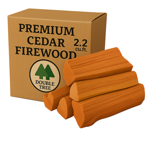 Double Tree - Kiln Dried Premium Incense Cedar Firewood 2.2 Cubic ft (16inch Logs) (Includes Firestarter) (XX Large 2.2 Cubic for Fireplace,Campfire,Wood Stove, Fire Pit, Split Wood for Solo Stove or Breeo)