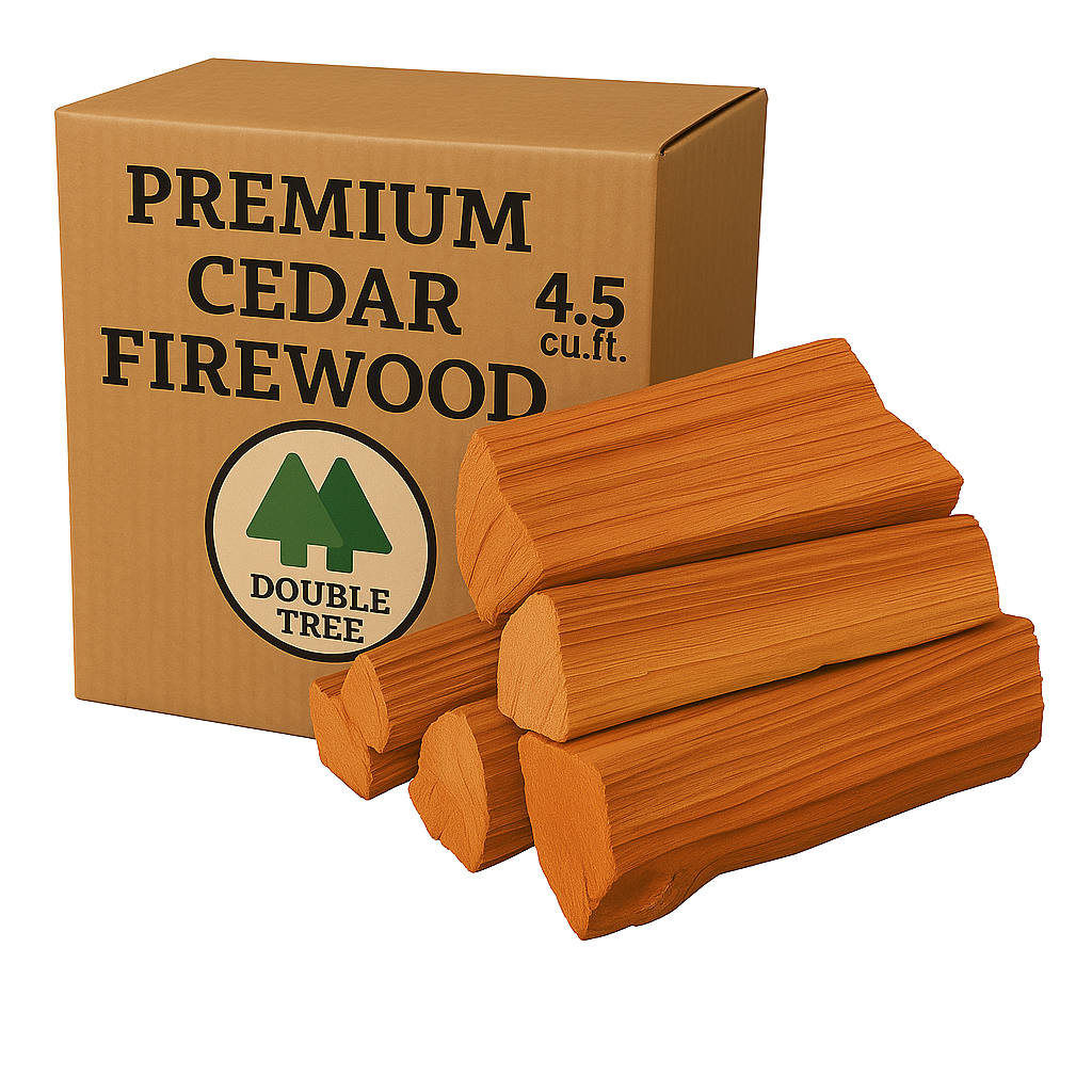 Double Tree - Kiln Dried Premium Incense Cedar Firewood 4.5 Cubic ft (16inch Logs) (Includes Firestarter) (XX Large 4.5 Cubic for Fireplace,Campfire,Wood Stove, Fire Pit, Split Wood for Solo Stove or Breeo)
