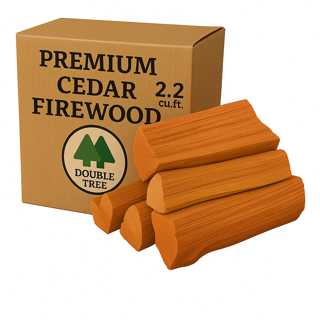 Double Tree - Kiln Dried Premium Incense Cedar Firewood 2.2 Cubic ft (16inch Logs) (Includes Firestarter) (XX Large 2.2 Cubic for Fireplace,Campfire,Wood Stove, Fire Pit, Split Wood for Solo Stove or Breeo)