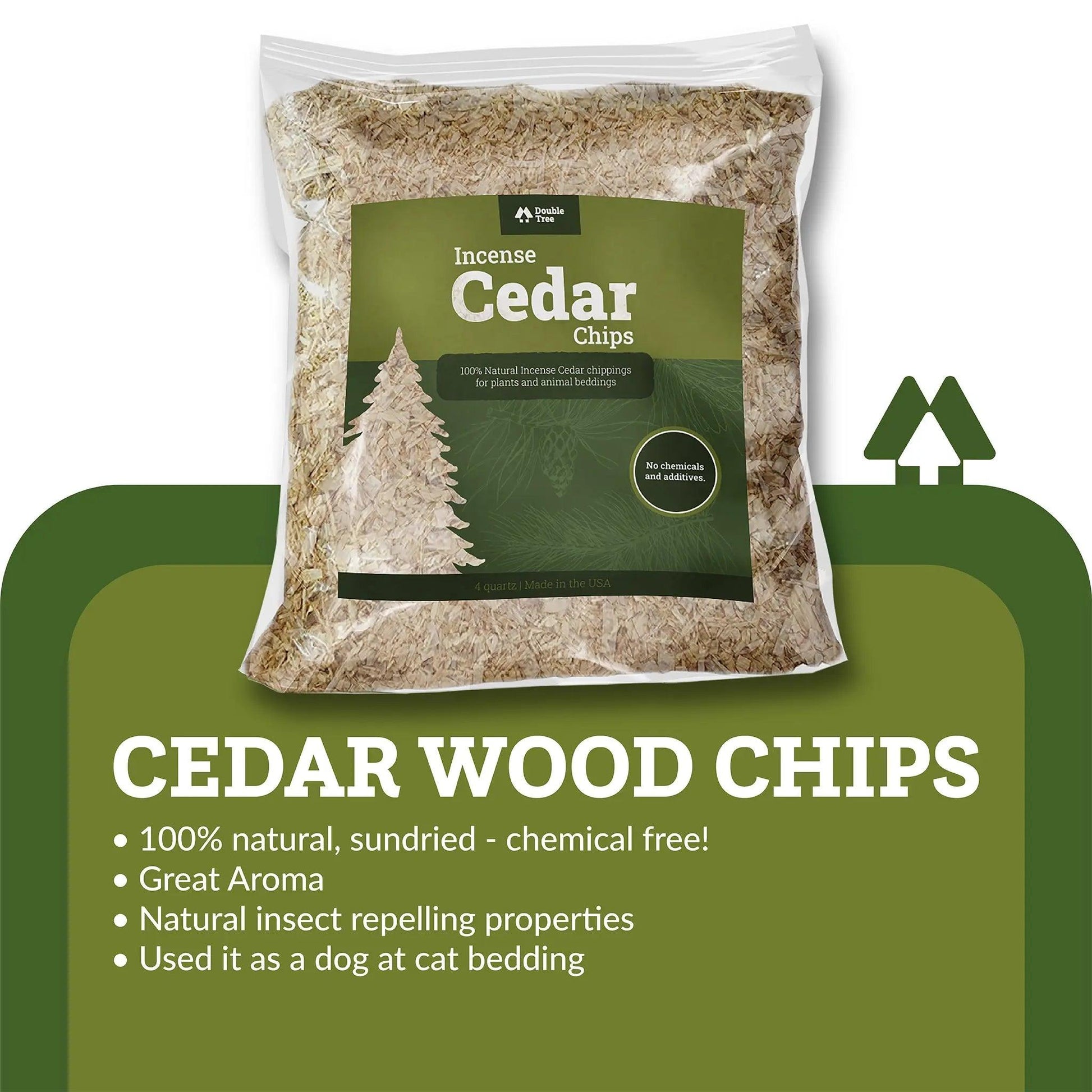 Double Tree Incense Cedar Wood Chips for Potting House Plants, Vegetable Garden Beds, Yard, Pet Bedding & Landscaping, 100% Natural & Shredded, Cedar Shavings for Indoor & Outdoor Use - Double Tree Forest Products